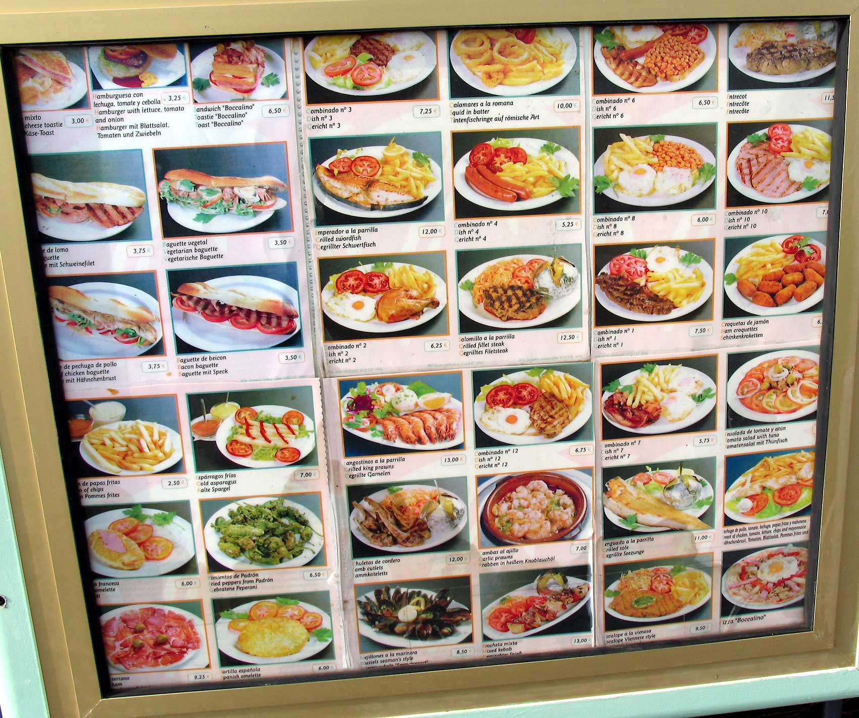 Menu priser på en restaurang